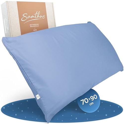 Samthus - Funda de almohada (70 x 90 cm, de sat&eacute;n de algod&oacute;n, con certificaci&oacute;n Oeko-Tex Made In...