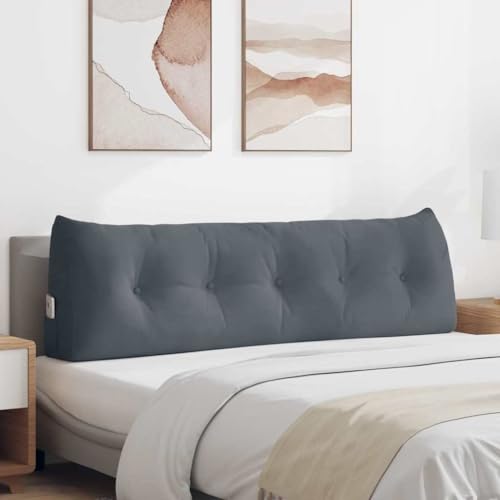 Mokuyary Coj&iacute;n de respaldo gris oscuro 160 x 24 x 50 cm terciopelo para sal&oacute;n, sof&aacute;, dormitorio