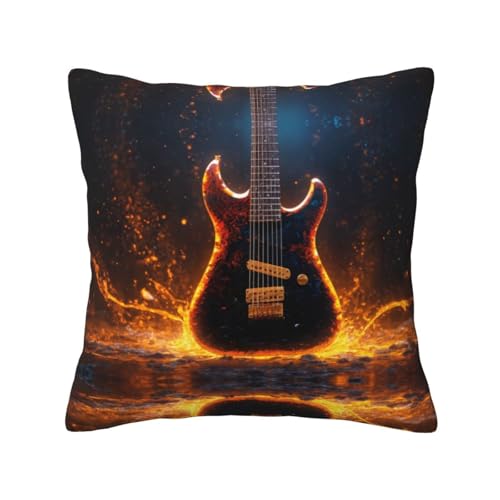 Fundas de coj&iacute;n pr&aacute;cticas con estampado de guitarra el&eacute;ctrica, fundas de coj&iacute;n, suaves,...