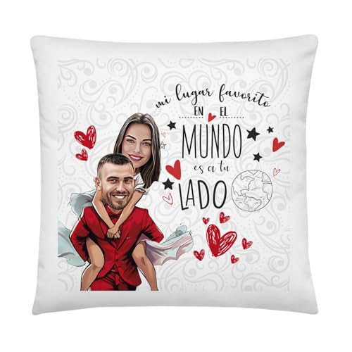 Kembilove&reg; Coj&iacute;n Personalizado con Foto y Caricatura &ndash; Regalo rom&aacute;ntico para Pareja Novio con...
