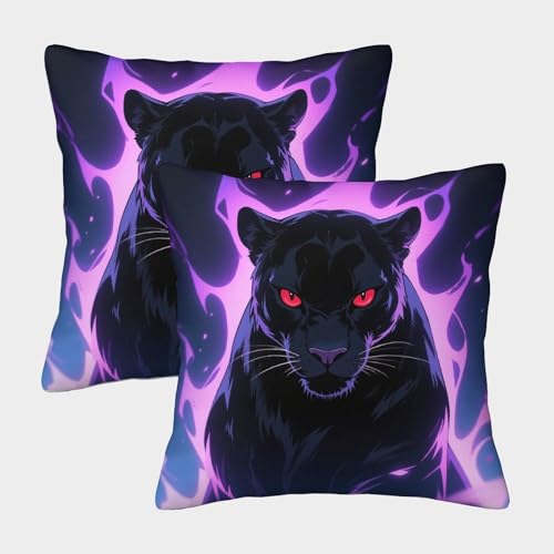 Fundas De Cojines con Caricatura Juego De 2 Funda Almohad&oacute;n Pantera Dibujos Cuadradas Poli&eacute;ster...