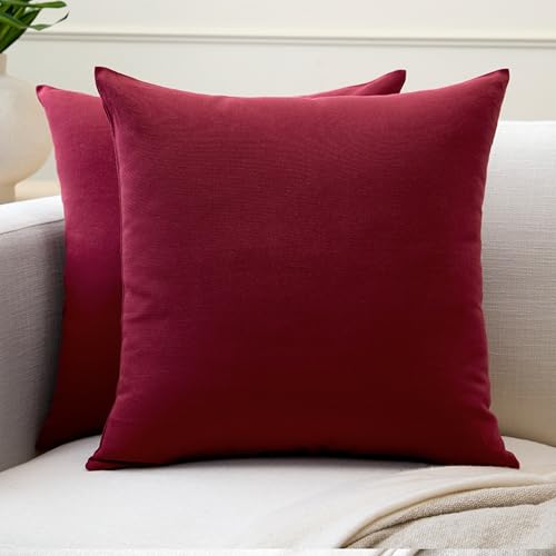 Encasa XO Conjuntos de Almohadas de algod&oacute;n de algod&oacute;n de 2 I 16x16 in (40 x 40 cm) - Granate Rico...