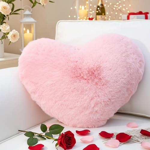 Yhoelata Cojin Corazon Rosa, Cojin de Peluche en Forma de Corazon, Cojines De Sofa De Felpa, Cojines...