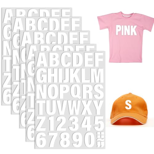 WY LIGHTING LEVEL 5 hojas de 215 letras y n&uacute;meros para planchar para ropa, letras de vinilo para...