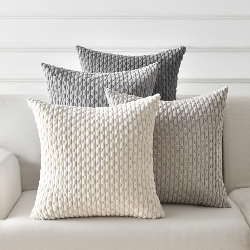 ANBURG Cojines Sofa 45 x 45 Cojines Gris Colores Gradientes para Sofa Juego de 4 Cojines Salon para...