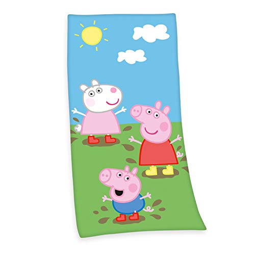 Herding Toalla de Velur con dise&ntilde;o de Peppa Pig, 75 x 150 cm, algod&oacute;n con Acabado en Velur,...