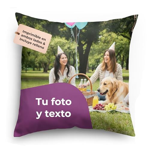 Cimpress Coj&iacute;n Personalizado con Foto o Texto, 35,6 &times; 35,6 cm, Impresi&oacute;n a Doble Cara, Coj&iacute;n...