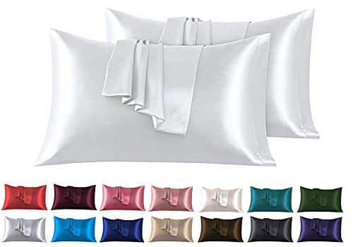 Funda de Almohada Sat&eacute;n 50 x 80 cm, Paquete de 2 Fundas de Almohadas Saten Pelo Rizado S&uacute;per...