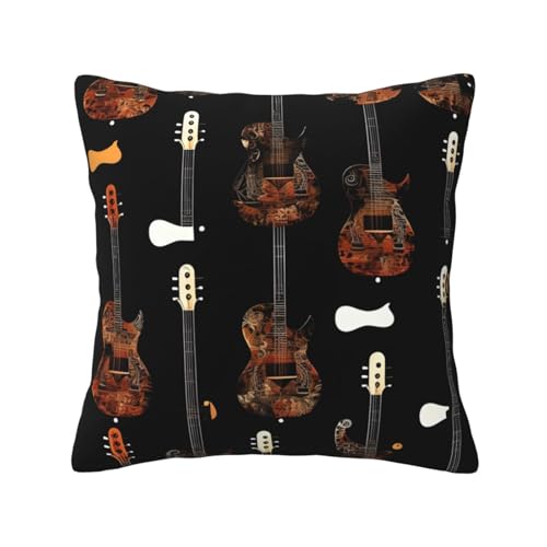 Evengigy Funda de coj&iacute;n cuadrada con estampado de guitarra art&iacute;stica de 30 x 30 cm