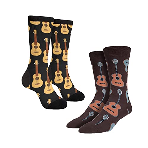 ENSTAB 2 pares de calcetines de guitarra, regalos para amantes de la m&uacute;sica, unisex, talla 7-12,...