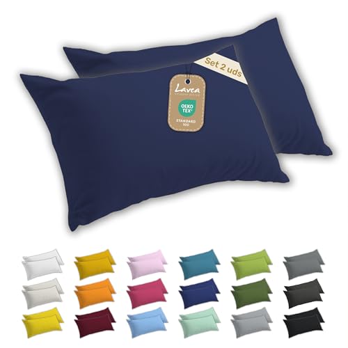 Lavea&reg; Juego de 2 Fundas de Almohada 40 x 80 cm &ndash; Fundas de Coj&iacute;n 100% Algod&oacute;n Jersey Suaves y...