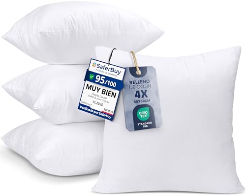 Utopia Bedding Relleno de Coj&iacute;n 50 x 50 cm (4 Unidades), Fibra Virgen Siliconada, Almohadas de...