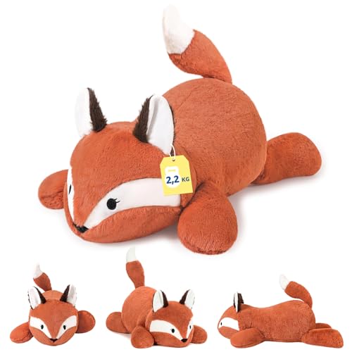 shownicer Animales de peluche con peso de zorro, 2,2 kg, juguete de peluche grande, tama&ntilde;o XXL,...