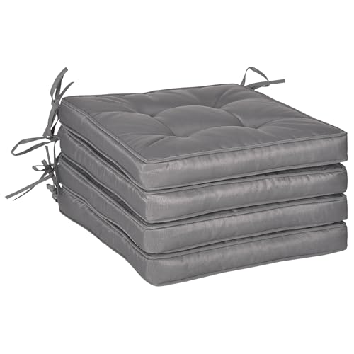 Outsunny Conjunto de Cojines para Sillas de Comedor 42x42x5 cm Juego de 4 Piezas Cojines para Sillas...
