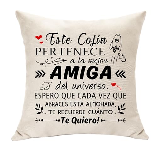 Hasodeo Mejor Amiga del Universo Regalos de Amigas Funda de Coj&iacute;n Decorativa 45x45 cm Original...