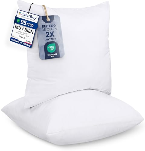 Utopia Bedding Relleno de Coj&iacute;n 70 x 70 cm (2 Unidades), Fibra Virgen Siliconada, Almohadas de...
