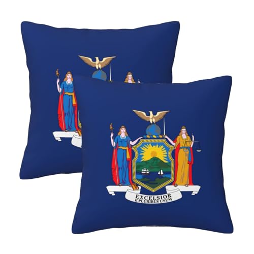 Pidgazdfgv Funda de coj&iacute;n cuadrada con la bandera de Nueva York, para sof&aacute;, dormitorio,...
