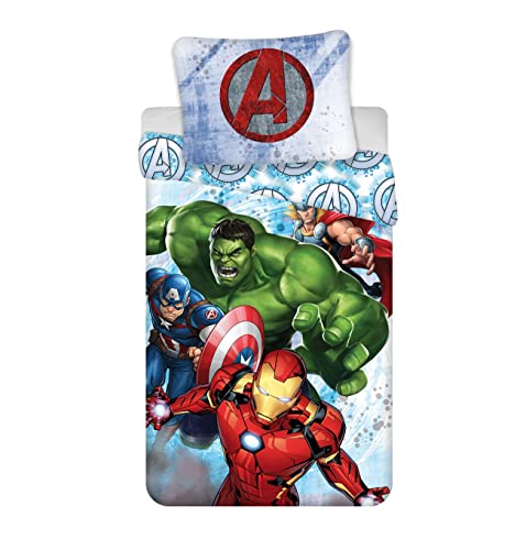Jerry Fabrics Marvel Avengers Juego de edredón y almohada individual | Juegos de cama para niñas |...