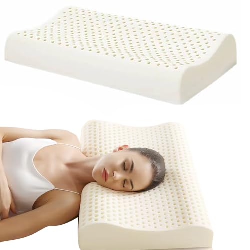 FEMRCATN Almohada de látex 100% Natural, Almohada de emulsión de Memoria, Almohada ortopédica...