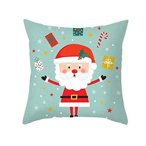Lieson Cojín decorativo para sofá, funda de cojín de Navidad, 50 x 50 cm, color rojo, verde,...