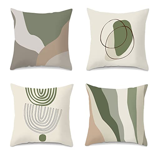 CINGHIA Funda Cojin Verde, 45 x 45cm,Juego de 4, Almohada Decorativa para Sofa