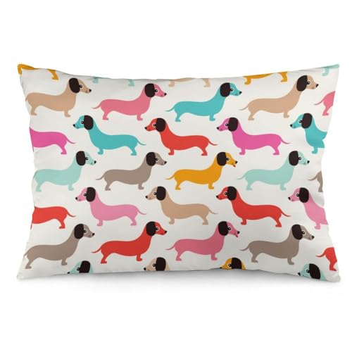 NIBABA Fundas de cojín 1 pieza retro perro salchicha cachorro decorativo fundas de almohada 16 x 24...