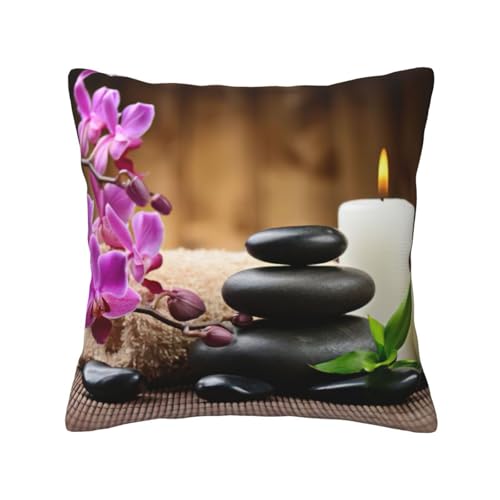 ASFgda Fundas de coj&iacute;n decorativas con estampado de piedra Zen, fundas de coj&iacute;n suaves con...