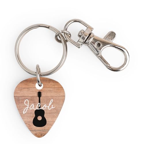 Wanapix | Llavero con P&uacute;a de Guitarra Personalizada | Regalo Original para Guitarristas | Regalo...