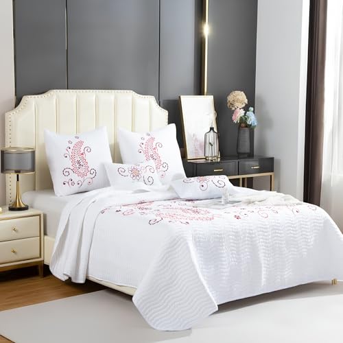 Colcha Bout&iacute; Bordada Cama 150 (250x270) para Verano y Entretiempo - 100% Microfibra Suave &ndash;...