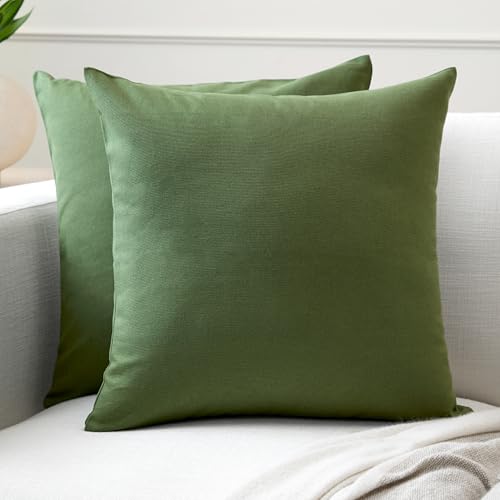 Encasa XO Conjuntos de Almohadas de algod&oacute;n de algod&oacute;n de 2 I 18x18 in (45 x 45 cm) - Hoja Verde I...