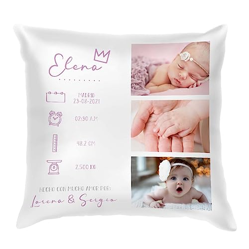 PROMO SHOP Cojin Beb&eacute; Personalizado 35 x 35 cm &middot; Relleno Incluido &middot; Regalos Personalizados...
