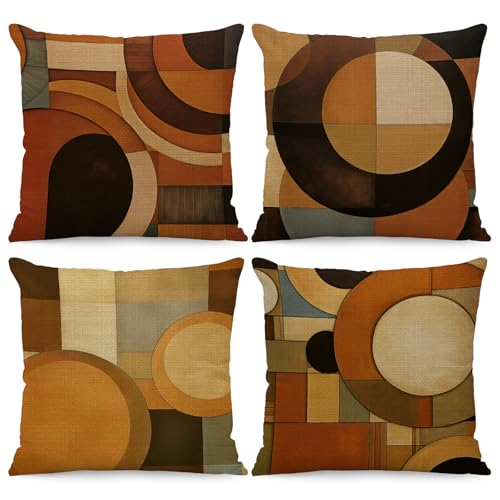 BREASOME Fundas Cojines 45x45 cm, Juego de 4 Fundas de Cojin Abstracta Geom&eacute;trico Patchwork Estilo...