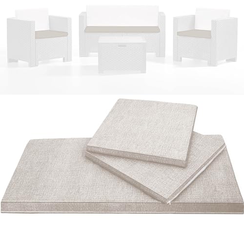 HAND Set de 3 Cojines de Exterior para Sillones y Sof&aacute; de Jard&iacute;n &ndash; Cojines Desenfundables con...