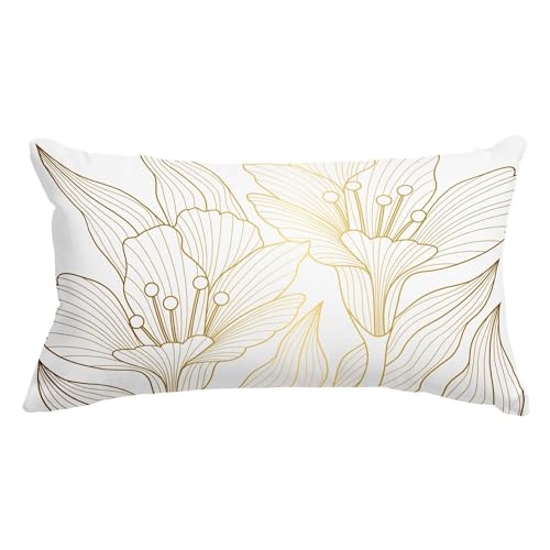 EHOMERY Rectangular Funda Coj&iacute;n Alargado de Almohadas con Cremallera Flor Seda, Home Decorativa...