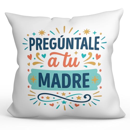 MUGFFINS Coj&iacute;n con Relleno Regalo Padre Divertidos | coj&iacute;n Papa con Frase Preg&uacute;ntale a tu Madre...