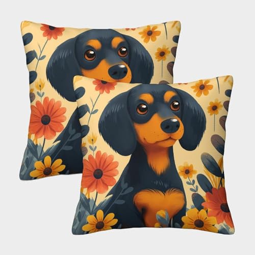 FZALUECVA Perro Salchicha Fundas de Cojín Funda de cojín Funda de Almohada Throw Cojín...