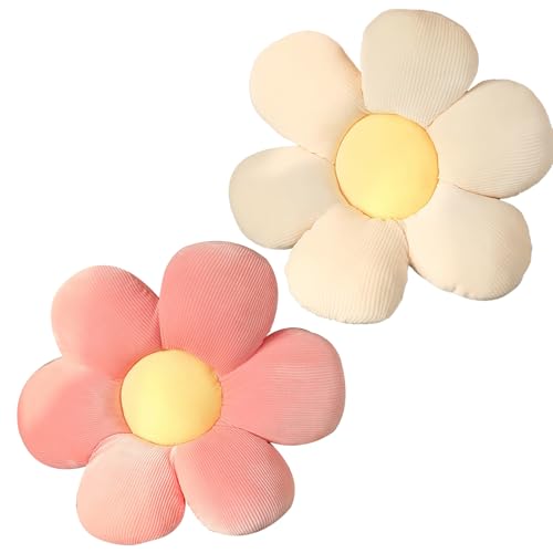 LIUYIDM 2 Piezas Cojines de Flores, 40x40cm Coj&iacute;n de Asiento con Forma De Flor De Margarita,...