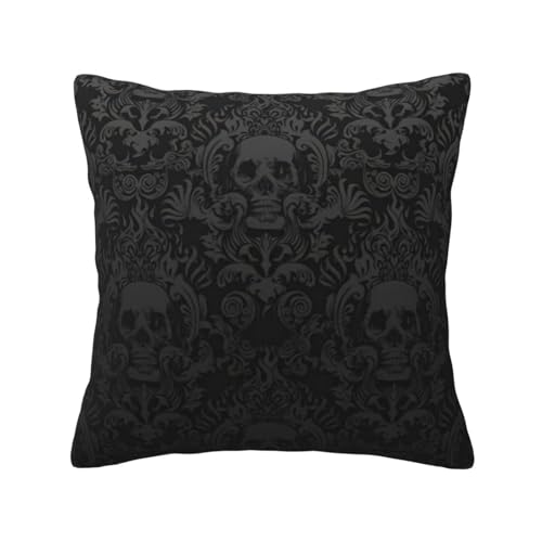 Evengigy Funda de coj&iacute;n con estampado de calavera g&oacute;tica, funda de coj&iacute;n cuadrada para sof&aacute;, 40...