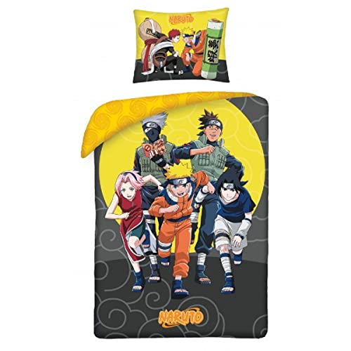 NARUTO 5 PERSONAJES Kakashi Sasuke Sakura - Juego de cama de algod&oacute;n - Funda n&oacute;rdica 140 x 200 cm...