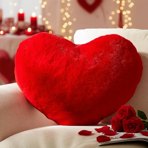 Yhoelata Cojin Corazon Rojo,Cojin de Peluche en Forma de Corazon, Cojines De Sofa De Felpa, Cojines...