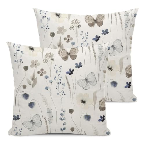 Juego de 2 Fundas Cojines Modernas 45x45 de Lino para Sof&aacute; - Estampado Geom&eacute;trico Decorativo