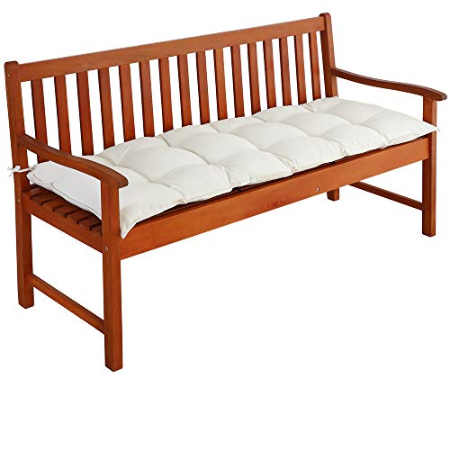 Detex Cojín para Banco de jardín Crema 145x45x8cm Almohadilla para sillón Doble Viscoelástico...