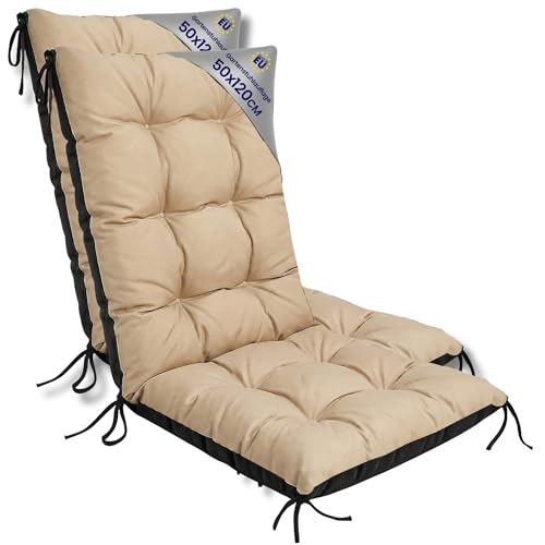 Amazinggirl Coj&iacute;n Silla Jard&iacute;n Respaldo Alto Set: 2X 50x120 cm - Colch&oacute;n Asiento Exterior Mueble...