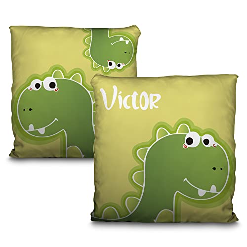 LolaPix Cojin Dinosaurio. Cojin Personalizado. Cojines Infantiles. Personalizado con Nombre. Ambas...