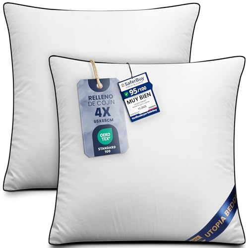 Utopia Bedding Relleno coj&iacute;n Coj&iacute;nes para Cama, Cojines Decorativos para sof&aacute; (2, Blanco, Unidad...