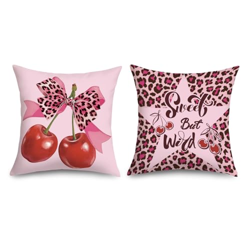 Joymaison Fundas Cojines 45x45 Juego de 2 Funda de Almohada Leopardo Lazo Rosa Cojines Fundas Lazo...