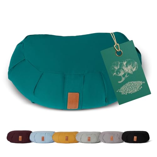 #DoYourYoga Coj&iacute;n de Media Luna Ganesh con c&aacute;scaras de Trigo sarraceno org&aacute;nico(KBA) Funda...