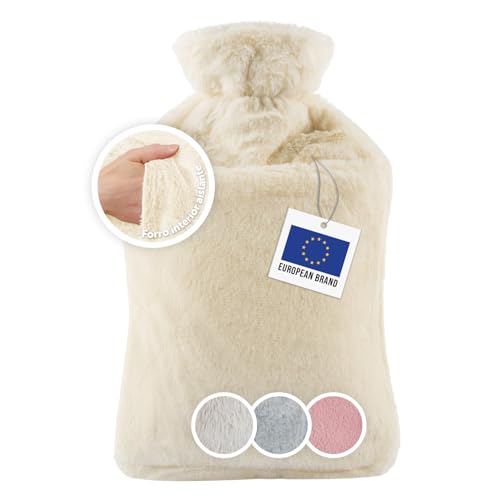Blumtal bolsa agua caliente premium con funda hecha de peluche - bolsa de agua caliente de caucho...