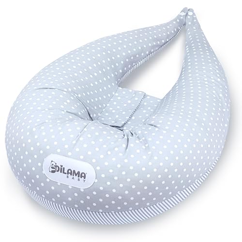 Dilamababy Almohada Embarazada Dormir en Copos de Memory Foam y Fiber Balls - Cojin Lactancia Bebe...