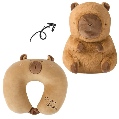 Alaoo Almohada de Viaje para Ni&ntilde;os, Almohada de Viaje 2 en 1,con Bonitos Peluches, Deformable,...